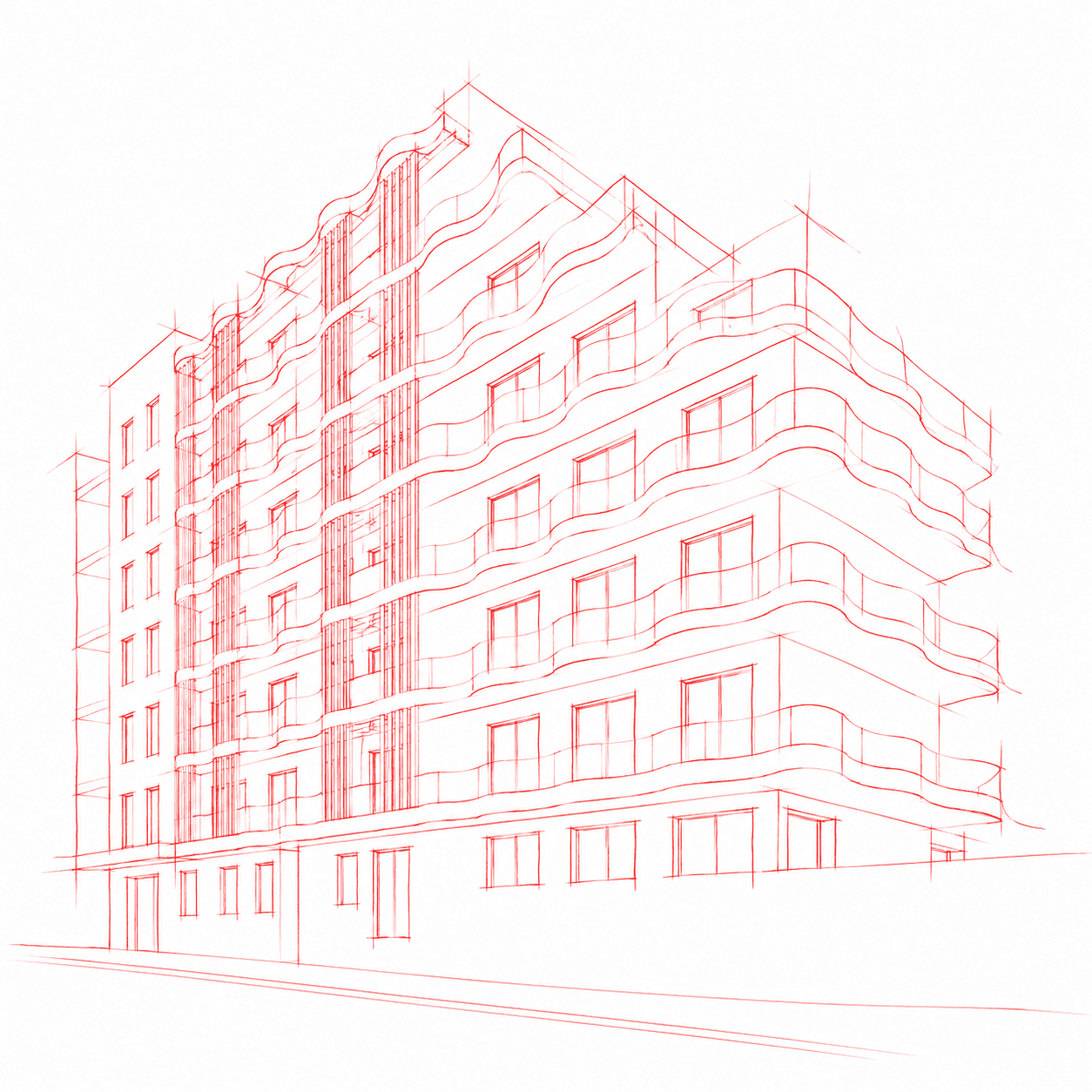 Desenho de arquitetura do empreendimento residencial em Setúbal